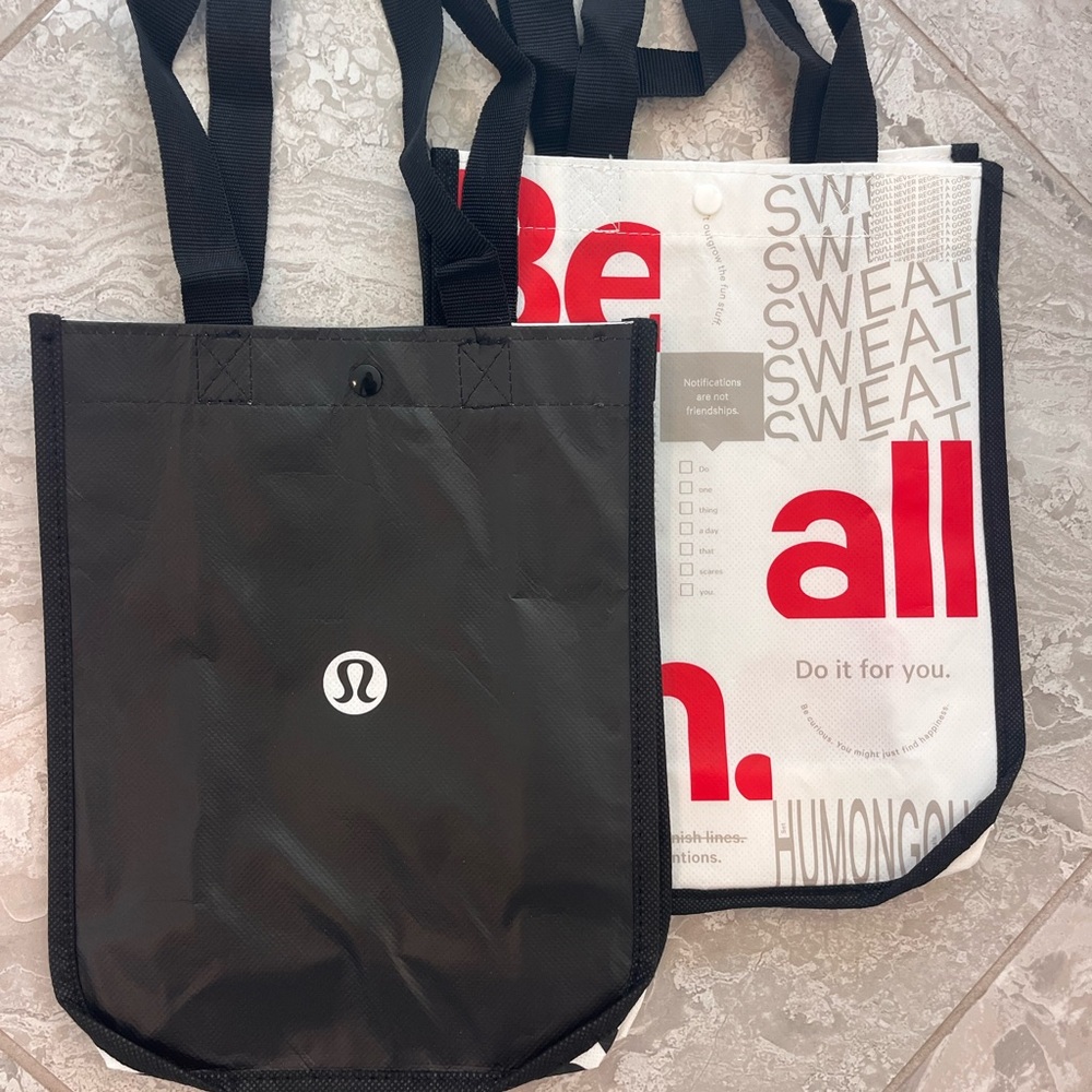 lululemon athletica Black and White Small Tote Bags